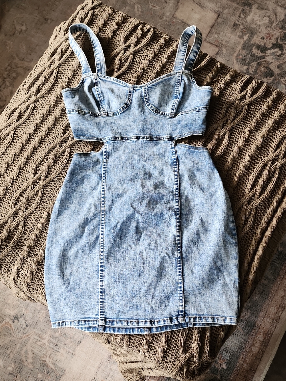 Light Blue Denim Mini Dress with Bustier Top